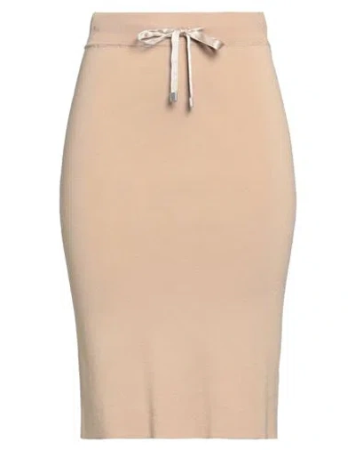 Peserico Woman Midi Skirt Camel Size 10 Cotton In Beige
