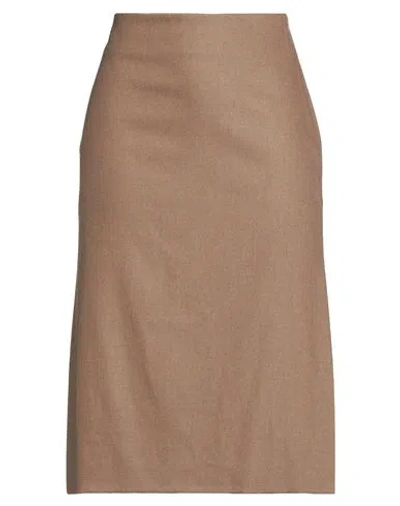 Peserico Woman Midi Skirt Camel Size 8 Virgin Wool, Cashmere, Elastane In Brown