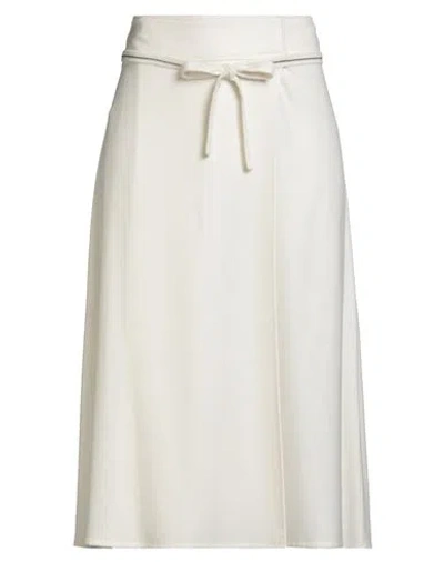 Peserico Woman Midi Skirt Cream Size 12 Rayon, Wool In White