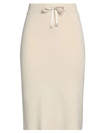 Peserico Woman Midi Skirt Cream Size 14 Cotton In White