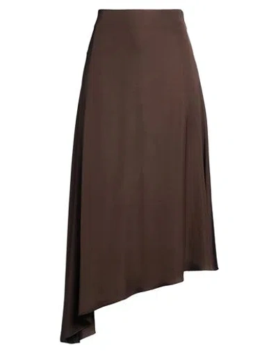 Peserico Woman Midi Skirt Dark Brown Size 12 Viscose