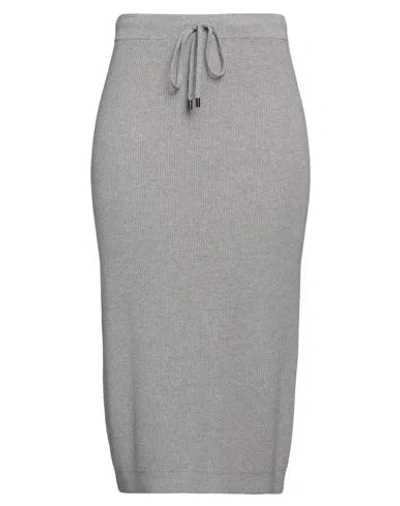 Peserico Woman Midi Skirt Grey Size 14 Virgin Wool, Silk, Cashmere, Metallic Fiber, Viscose In Gray