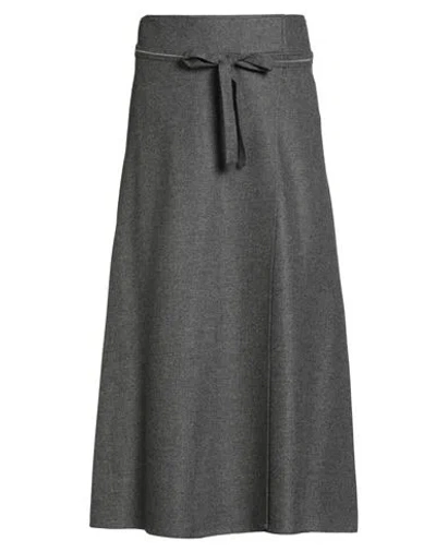 Peserico Woman Midi Skirt Grey Size 2 Rayon, Wool In Black