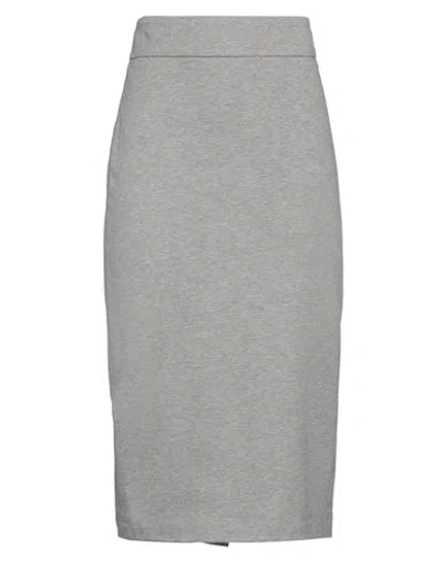Peserico Woman Midi Skirt Grey Size 8 Cotton, Elastane