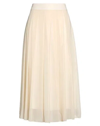 Peserico Woman Midi Skirt Ivory Size 12 Polyester In Brown