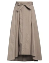 Peserico Woman Midi Skirt Khaki Size 14 Cotton, Elastane In Beige