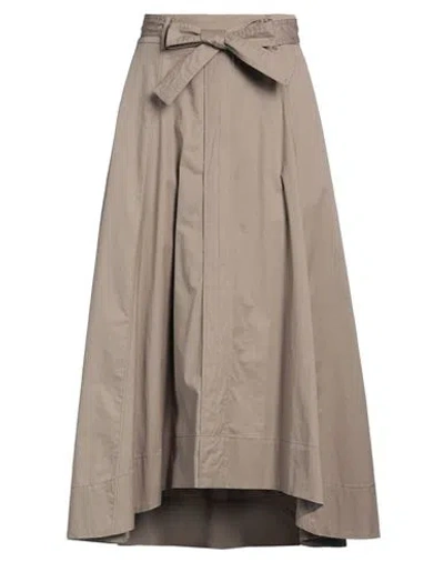 Peserico Woman Midi Skirt Khaki Size 14 Cotton, Elastane In Beige