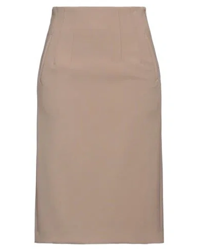 Peserico Woman Midi Skirt Khaki Size 12 Polyester, Viscose, Cotton, Elastane