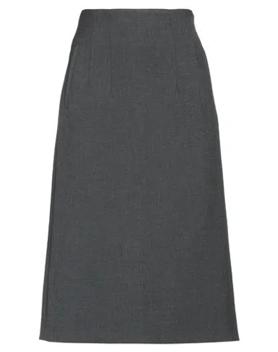 Peserico Woman Midi Skirt Lead Size 8 Polyester, Viscose, Cotton, Elastane In Grey