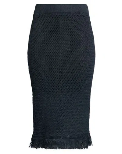 Peserico Woman Midi Skirt Midnight Blue Size 2 Linen, Cotton