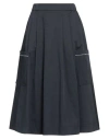 Peserico Woman Midi Skirt Midnight Blue Size 2 Cotton, Elastane In Blue