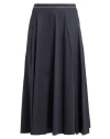 Peserico Woman Midi Skirt Midnight Blue Size 8 Cotton, Elastane In Blue