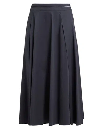Peserico Woman Midi Skirt Midnight Blue Size 8 Cotton, Elastane