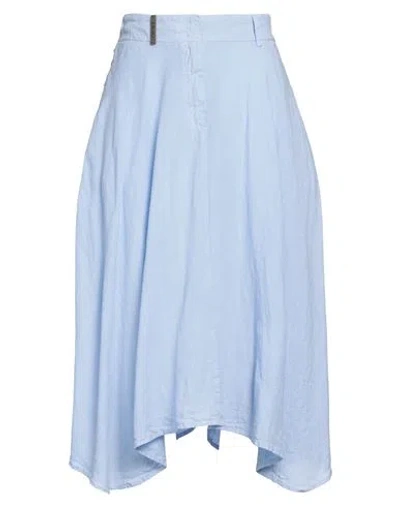 Peserico Woman Midi Skirt Pastel Blue Size 10 Linen