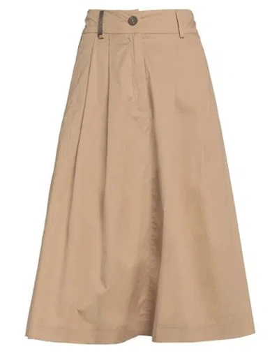 Peserico Woman Midi Skirt Sand Size 14 Cotton, Elastane In Beige