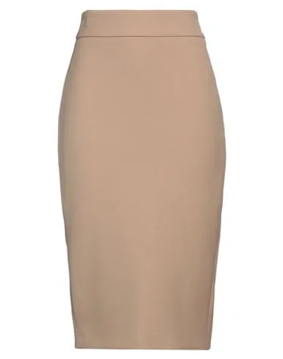 Peserico Woman Midi Skirt Sand Size 2 Polyester, Viscose, Cotton, Elastane In Beige