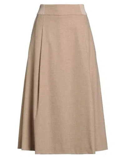 Peserico Woman Midi Skirt Sand Size 6 Wool, Polyester, Viscose, Polyamide, Elastane In Neutral