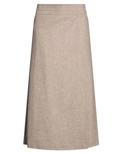 Peserico Woman Midi Skirt Taupe Size 2 Wool, Polyester, Viscose, Polyamide, Elastane In Gray
