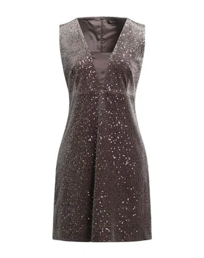 Peserico Woman Mini Dress Taupe Size 6 Polyester, Elastane, Silk In Grey