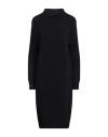 Peserico Woman Mini Dress Midnight Blue Size 6 Virgin Wool, Silk, Cashmere In Black