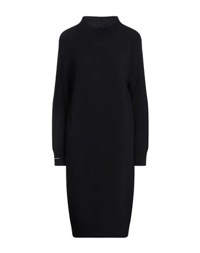 Peserico Woman Mini Dress Midnight Blue Size 6 Virgin Wool, Silk, Cashmere In Black