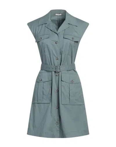 Peserico Poplin Belted Mini Dress In Blue