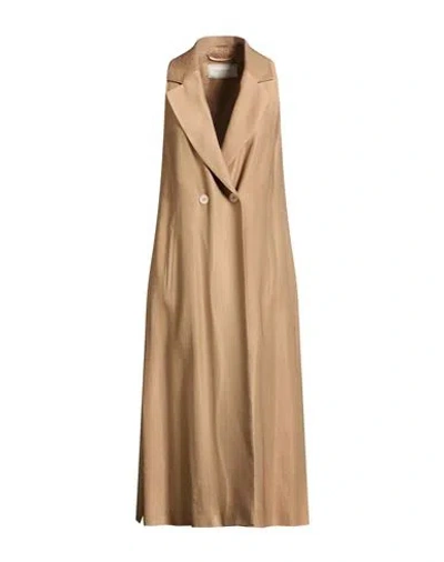Peserico Woman Overcoat & Trench Coat Camel Size 6 Viscose, Linen In Nude