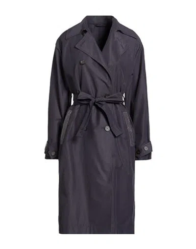Peserico Woman Overcoat & Trench Coat Navy Size 8 Cotton, Polyamide In Blue