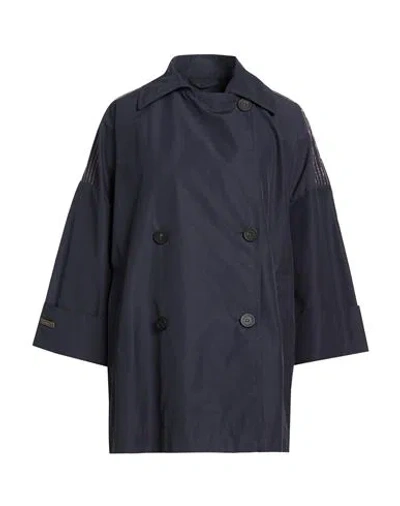 Peserico Woman Overcoat & Trench Coat Navy Size 8 Cotton, Polyamide In Blue