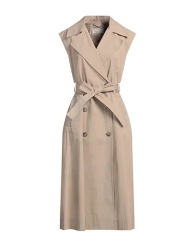 Peserico Woman Overcoat & Trench Coat Sand Size 2 Cotton, Polyamide In Beige
