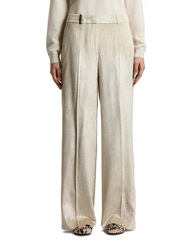 Peserico Woman Palazzo Pants In Fluid Stretch Viscose 7 Wales Corduroy In Neutral