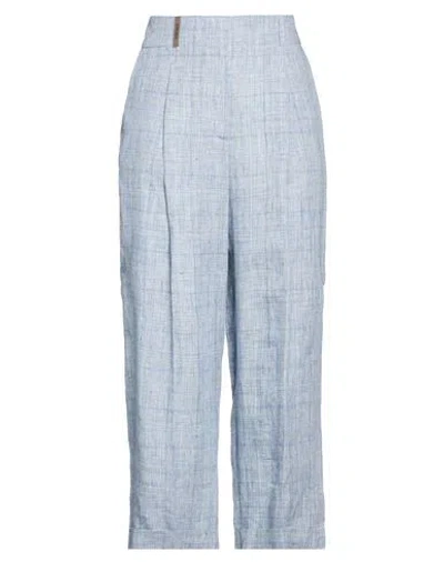 Peserico Woman Pants Azure Size 12 Linen In Blue