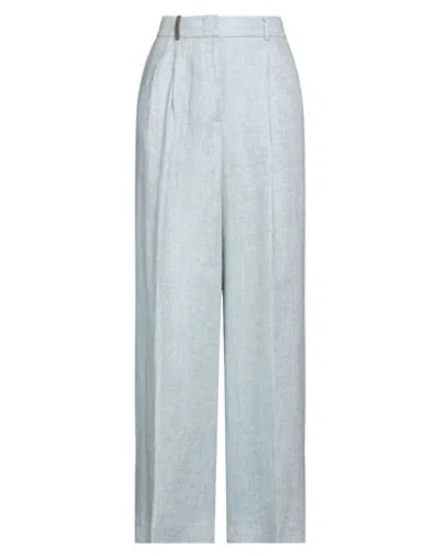 Peserico Woman Pants Azure Size 8 Linen In Blue