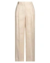 Peserico Woman Pants Beige Size 10 Linen, Polyester In Beige