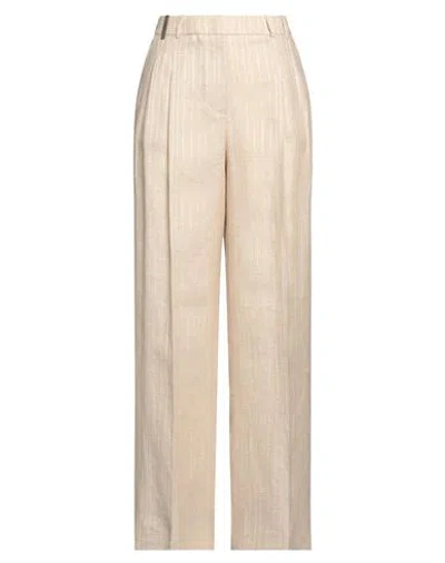 Peserico Woman Pants Beige Size 10 Linen, Polyester