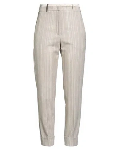 Peserico Woman Pants Beige Size 10 Virgin Wool, Metallic Polyester, Elastane In Sand