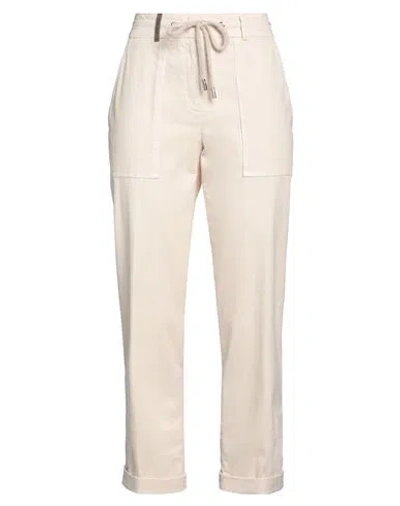 Peserico Woman Pants Beige Size 12 Cotton, Elastane, Merino Wool, Cashmere, Viscose