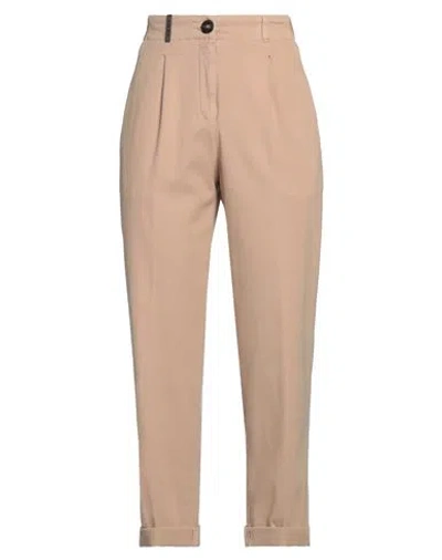 Peserico Woman Pants Beige Size 12 Cotton, Elastane