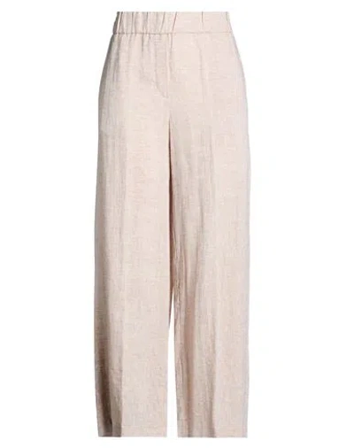 Peserico Woman Pants Beige Size 14 Linen In Neutral