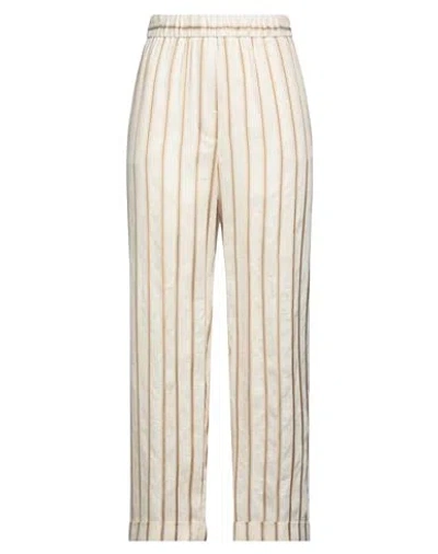 PESERICO PESERICO WOMAN PANTS BEIGE SIZE 6 ACETATE, VISCOSE, LINEN