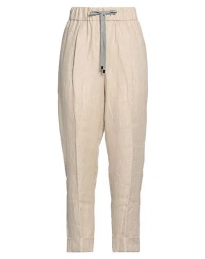 Peserico Woman Pants Beige Size 6 Linen In White