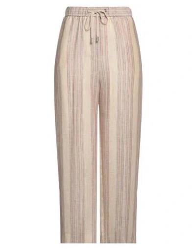 Peserico Easy Woman Pants Beige Size 6 Linen, Cotton