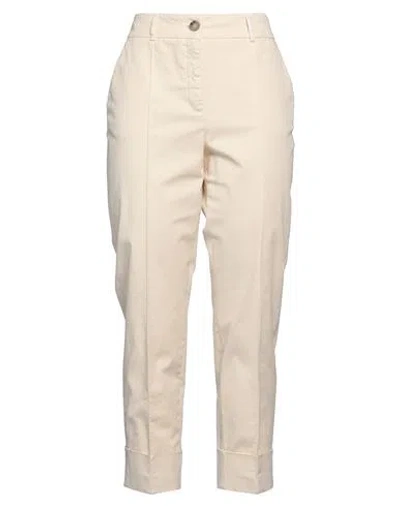 Peserico Easy Woman Pants Beige Size 12 Cotton, Elastane