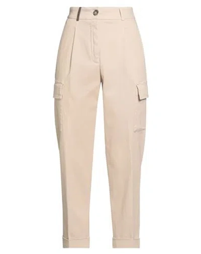 Peserico Woman Pants Beige Size 8 Cotton, Elastane In Neutral