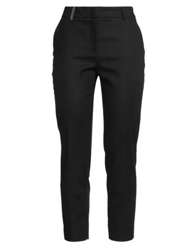 PESERICO PESERICO WOMAN PANTS BLACK SIZE 10 COTTON, VISCOSE, ELASTANE