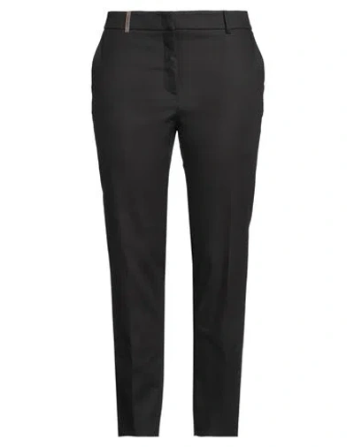 Peserico Woman Pants Black Size 16 Cotton, Viscose, Elastane