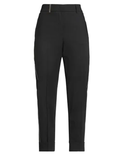 Peserico Easy Woman Pants Black Size 12 Cotton, Elastane