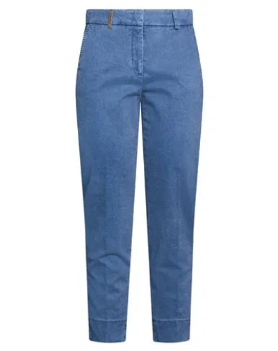 Peserico Woman Pants Blue Size 8 Cotton, Elastane