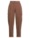 Peserico Woman Pants Brown Size 10 Cotton, Elastane