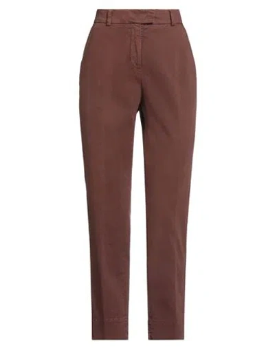 Peserico Woman Pants Brown Size 12 Cotton, Elastane In Gold
